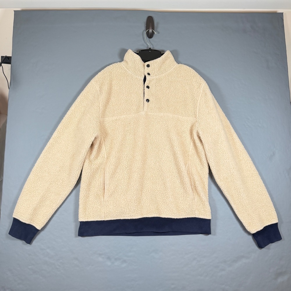 J.Crew Authentic Vintage Men's Sherpa Snap Pullover 1/4 Men's Snap Large